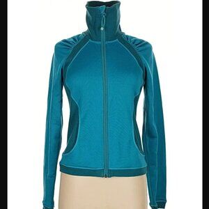 Lululemon Women 6 Warm Up Track Jacket Zip High Neck Teal Workout Running Gym